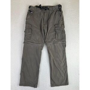 BC Clothing Mens Small 30x30 Green Convertible Cargo Pants Belted Outdoor Hiking
